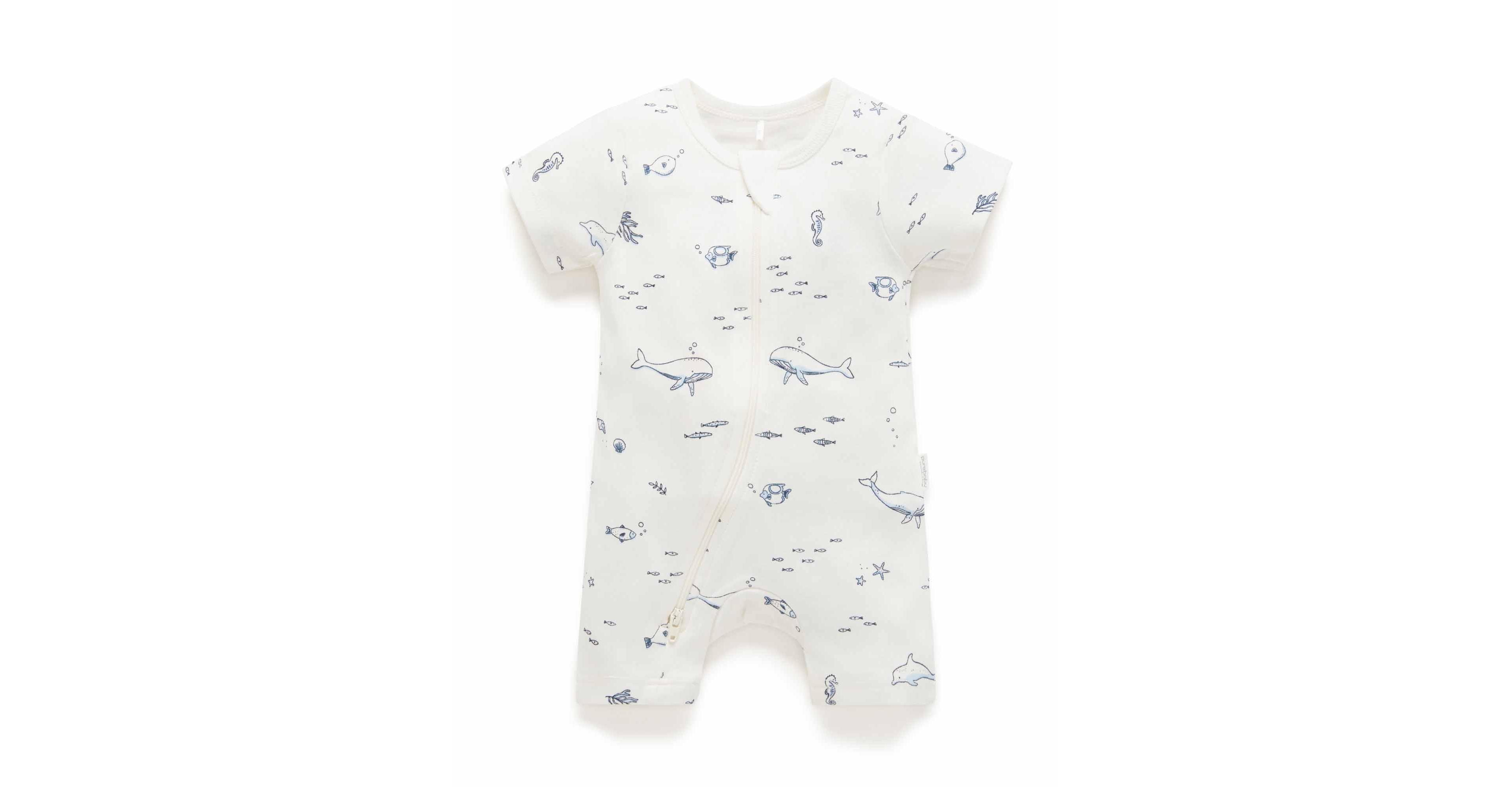 Purebaby Baby Boys Short Sleeve Zip Coveral