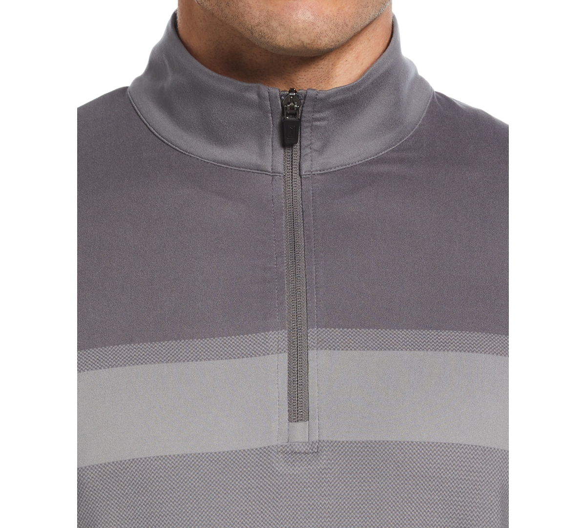 Pga Tour Men's Chest Stripe Ombre Long Sleeve Quarter-Zip Sweater