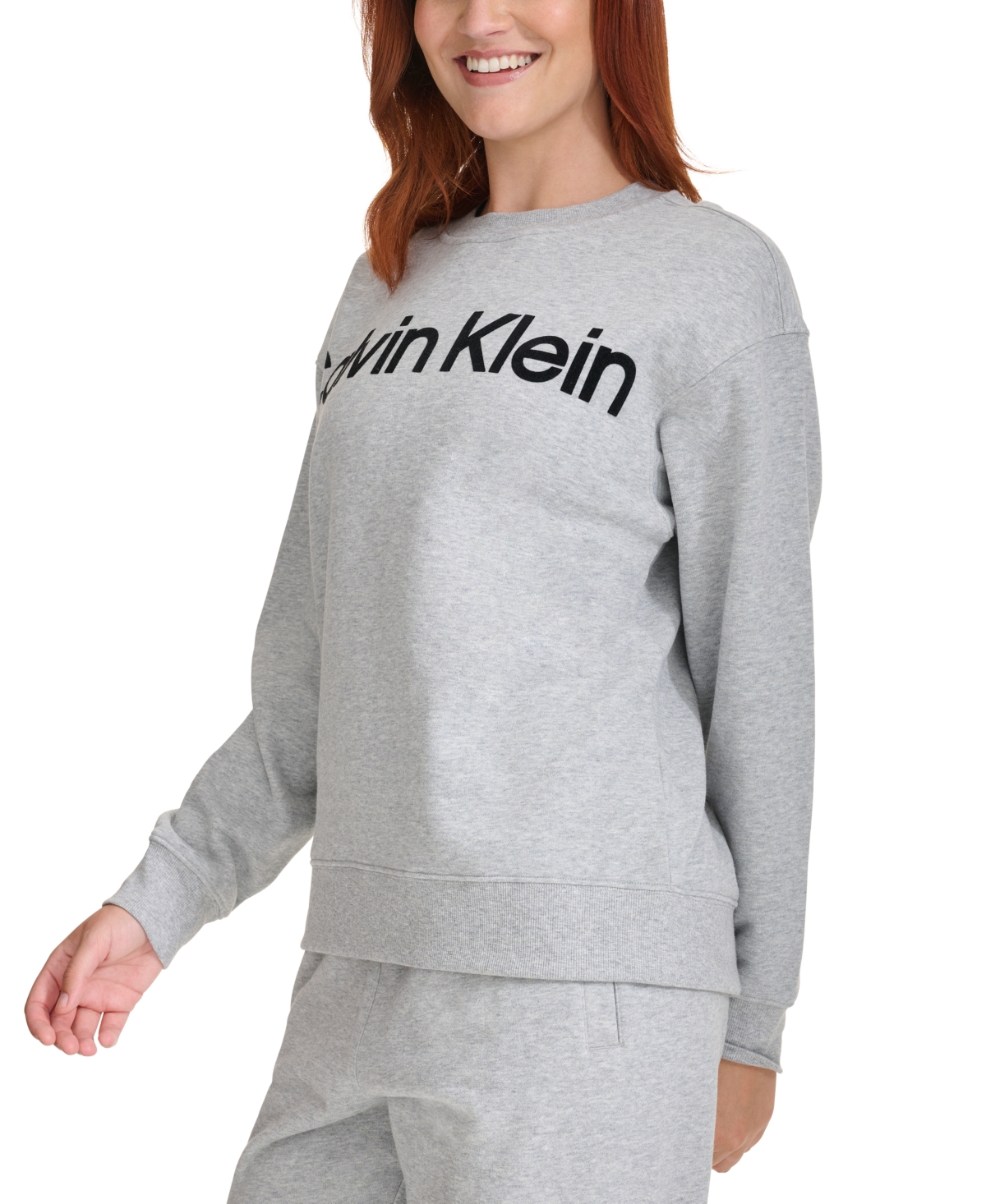 Calvin Klein Women's Logo Graphic Dropped-Shoulder Sweatshirt