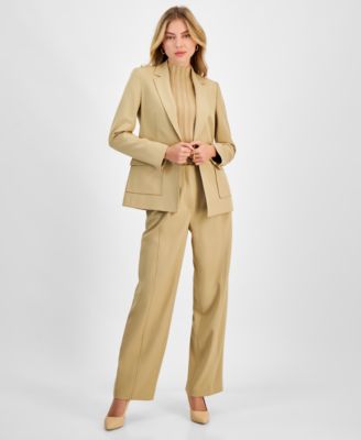 Womens One Button Blazer Mock Neck Sweater Pants Exclusively At Macys