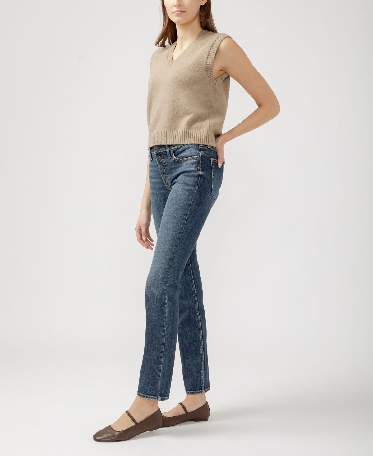 Shop Silver Jeans Co. Women's Most Wanted Mid Rise Straight Leg Jeans In Indigo