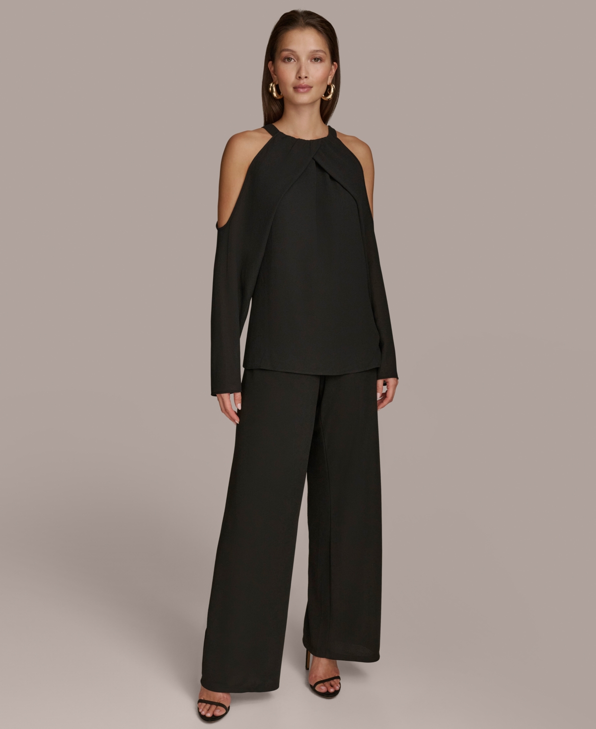 Donna Karan New York Women's Cold-Shoulder Long Sleeve Top