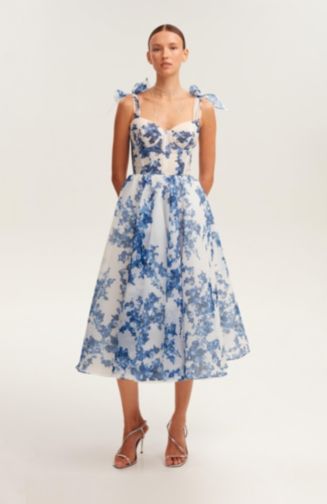 slim fit dress slacks Blue Hydrangea strapped maxi dress main image 1