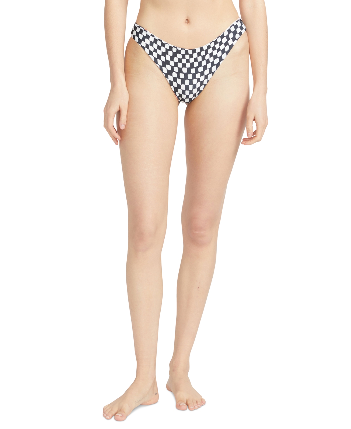 VOLCOM JUNIORS' CHECK MATE PRINTED CHEEKINI BOTTOMS 