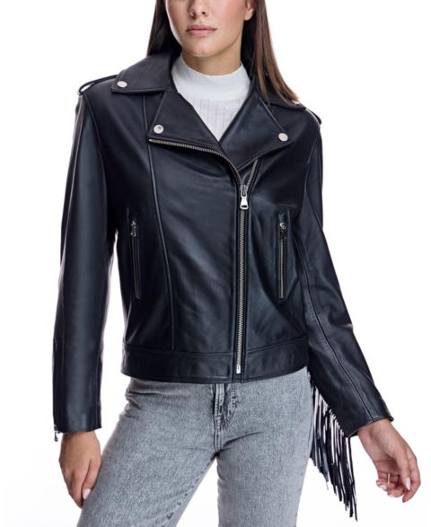 Женские куртки Julia & Stella By Maximilian Women's Moto Jacket With Fringes