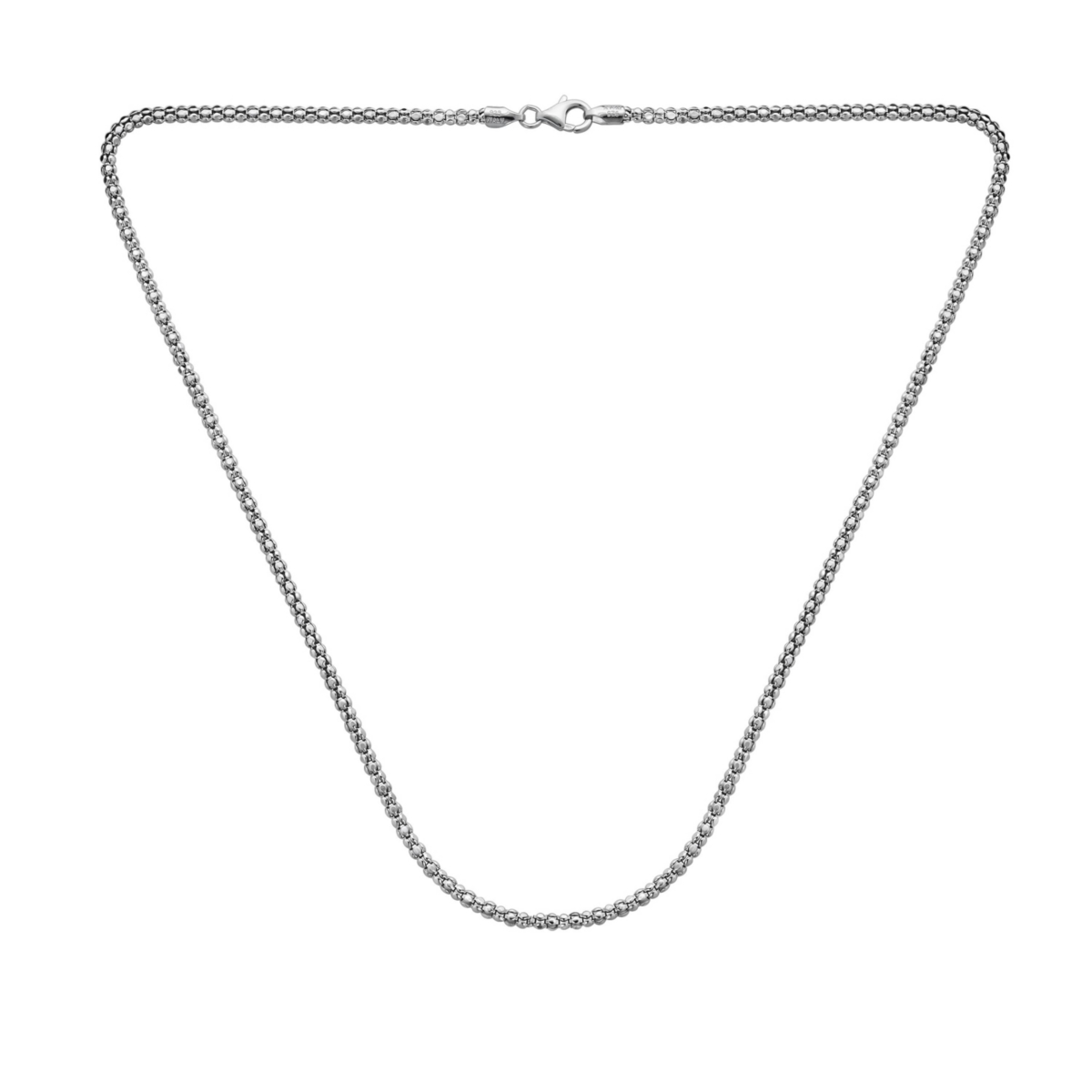 Bling Jewelry Bali Style Popcorn Coreana Chain Necklace Black Oxidized Sterling Silver 3MM 16 Inches