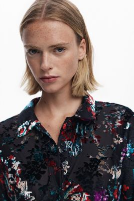 Women's Buttoned floral tulle T-shirt
