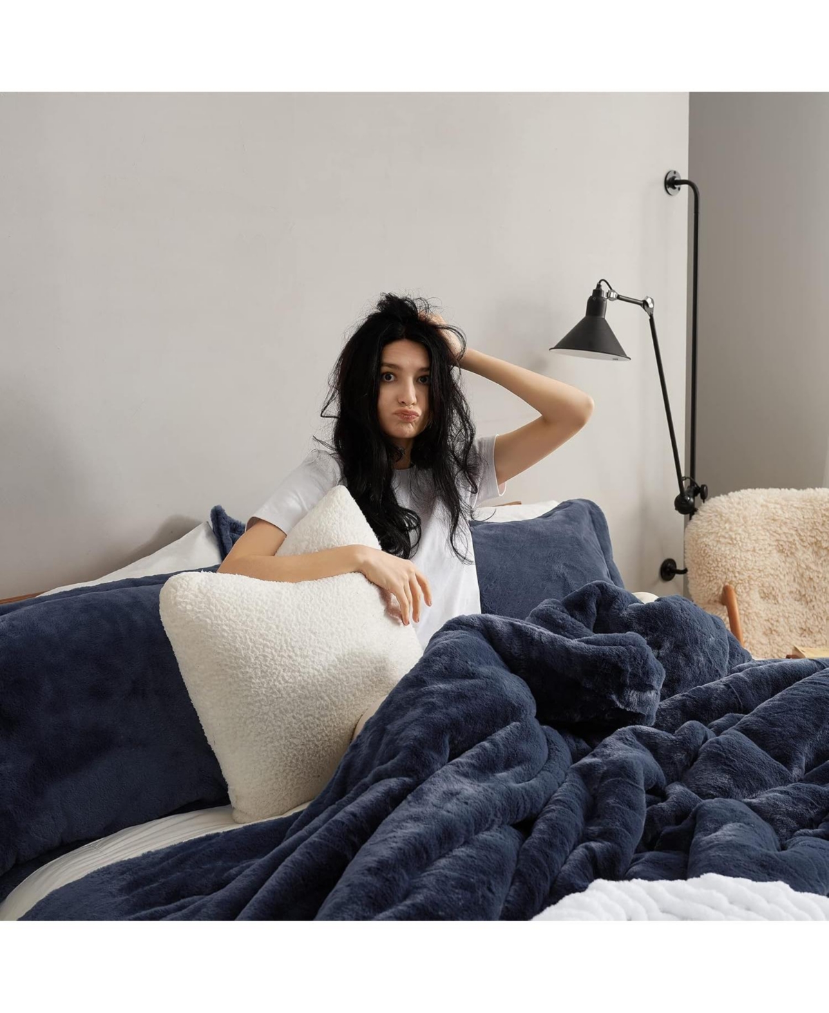 Coma Inducer Chunky Bunny Oversized Comforter Set -- Blue steel