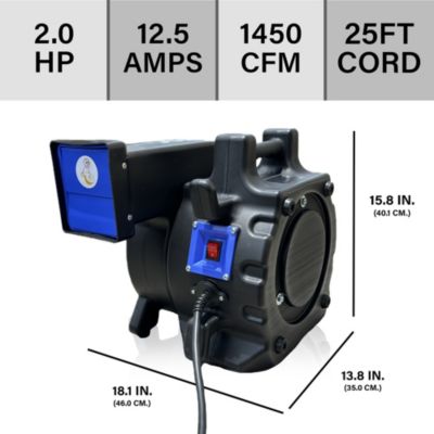 2 HP Blue Inflatable Blower - 14G, Stackable Design, 25ft Cord for Quick Setup