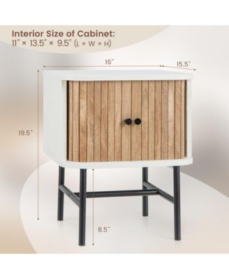 Set of 2 Nightstand Compact Modern End Side Table w/ Sliding Doors