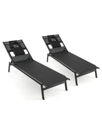 Patio Sunbathing Lounge Chair 5-Position Adjustable Tanning Chair