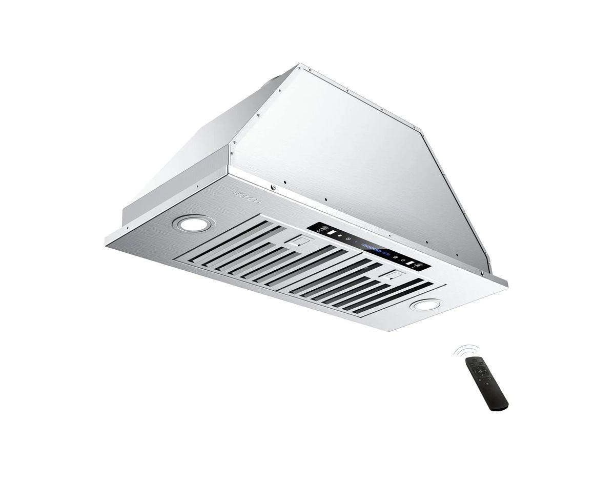 Iktch inch Built-in/Insert Range Hood 900 Cfm, Ducted/Ductless Convertible Duct, Stainless Steel Kitchen Vent Hood with 4 Speed Gesture Sensing&Tou