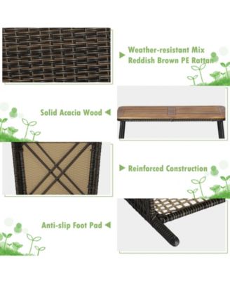 4 Pieces Patio Rattan Furniture Set with 2-Tier Coffee Table