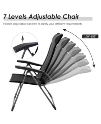 2 Pieces Portable Patio Folding Dining Chairs with Headrests Adjust