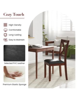 Set of 2 Wooden Kitchen Dining Chair with Padded Seat and Rubber Wood Legs