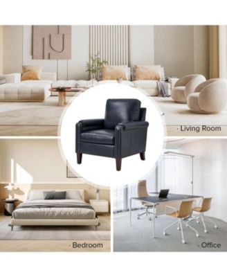 Kunz Transitional Genuine Leather Armchair with Removable Back Cushion