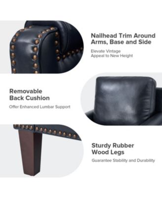 Kunz Transitional Genuine Leather Armchair with Removable Back Cushion