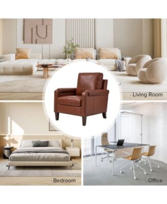 Kunz Transitional Genuine Leather Armchair with Removable Back Cushion