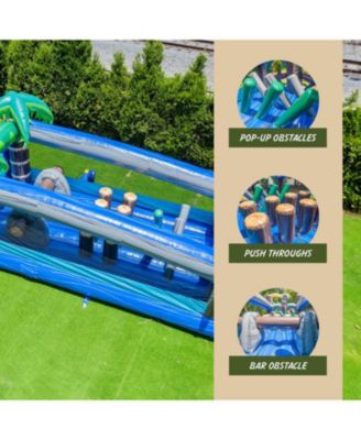 Commercial Grade 45' Tropical Wet/Dry Obstacle with dual lane slide and deep pool