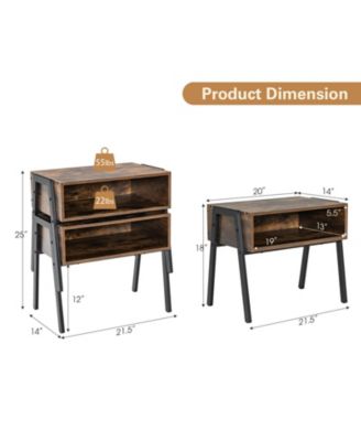 Stackable Nightstand Shelf Accent Table with Metal Frame