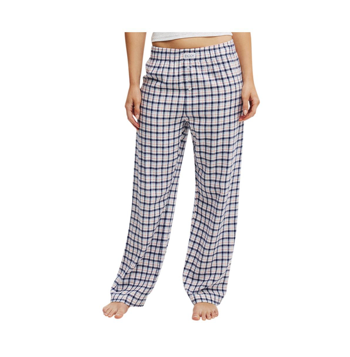 Cotton On Women's Flannel Boyfriend Boxer Pant -blue