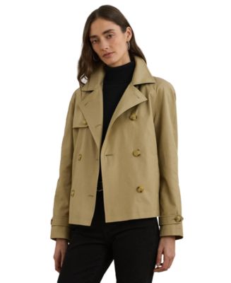 Lauren Ralph Lauren Petite Short Double-Breasted Trench Coat - Macy's