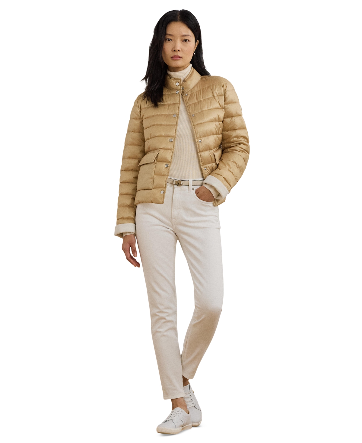 RALPH LAUREN WOMEN'S SNAP-FRONT STAND-COLLAR PACKABLE COAT 