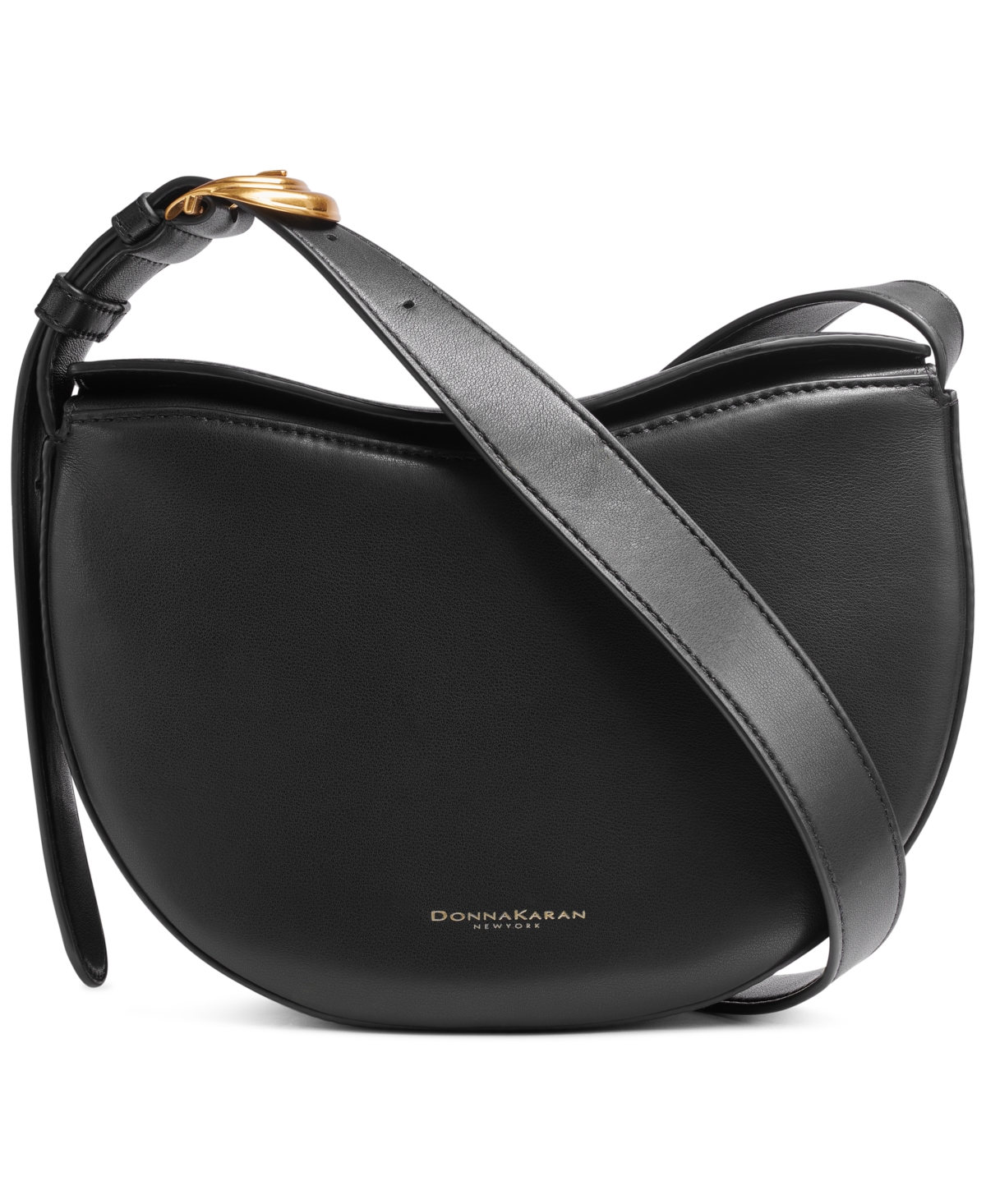 Donna Karan Valley Stream Leather Buckle Crossbody With Adjustable Strap In Black,gold