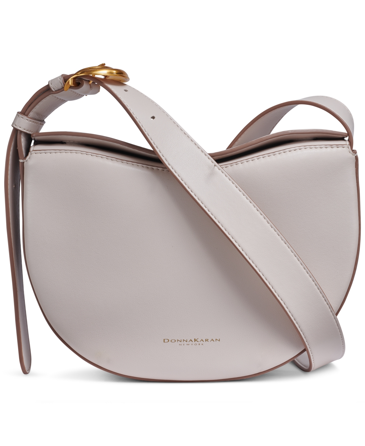 Donna Karan Valley Stream Leather Buckle Crossbody With Adjustable Strap In Sand