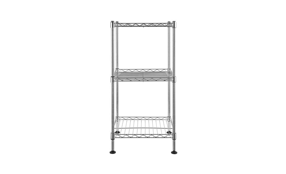 Slickblue 3-Tier Steel Wire Shelving Tower – Compact Storage Rack for Kitchen, Bathroom, and Small Spaces