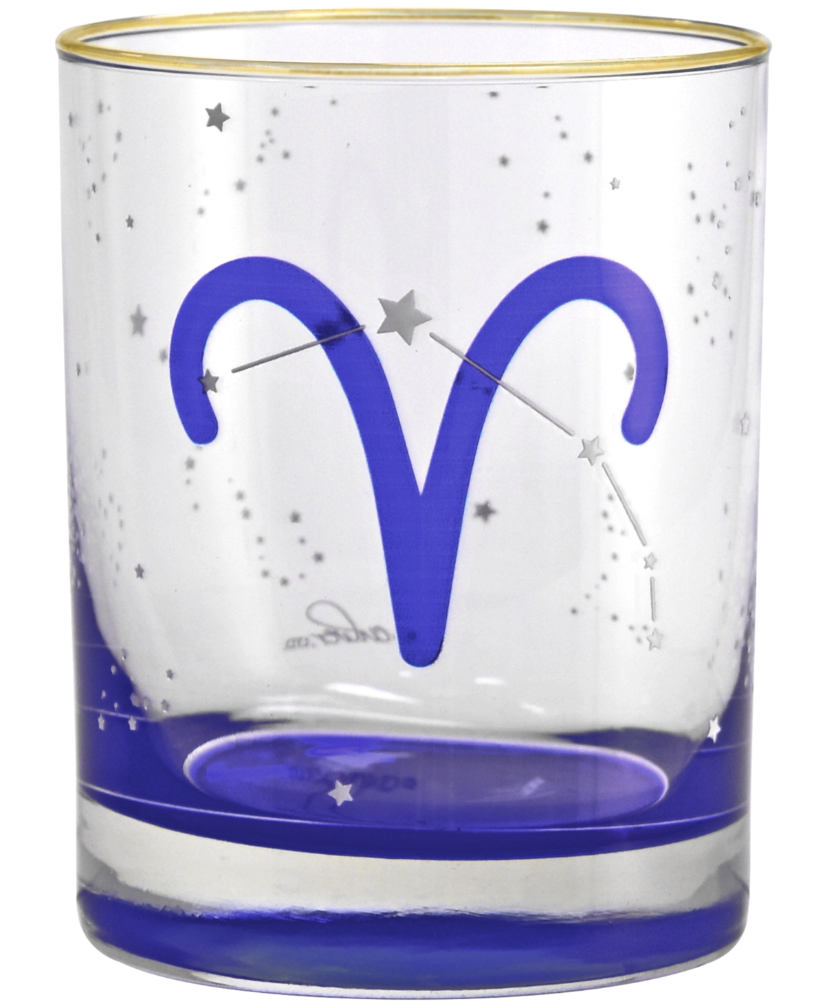 Culver Aries Zodiac Double Old-fashioned Glass, Set Of 2 In Blue