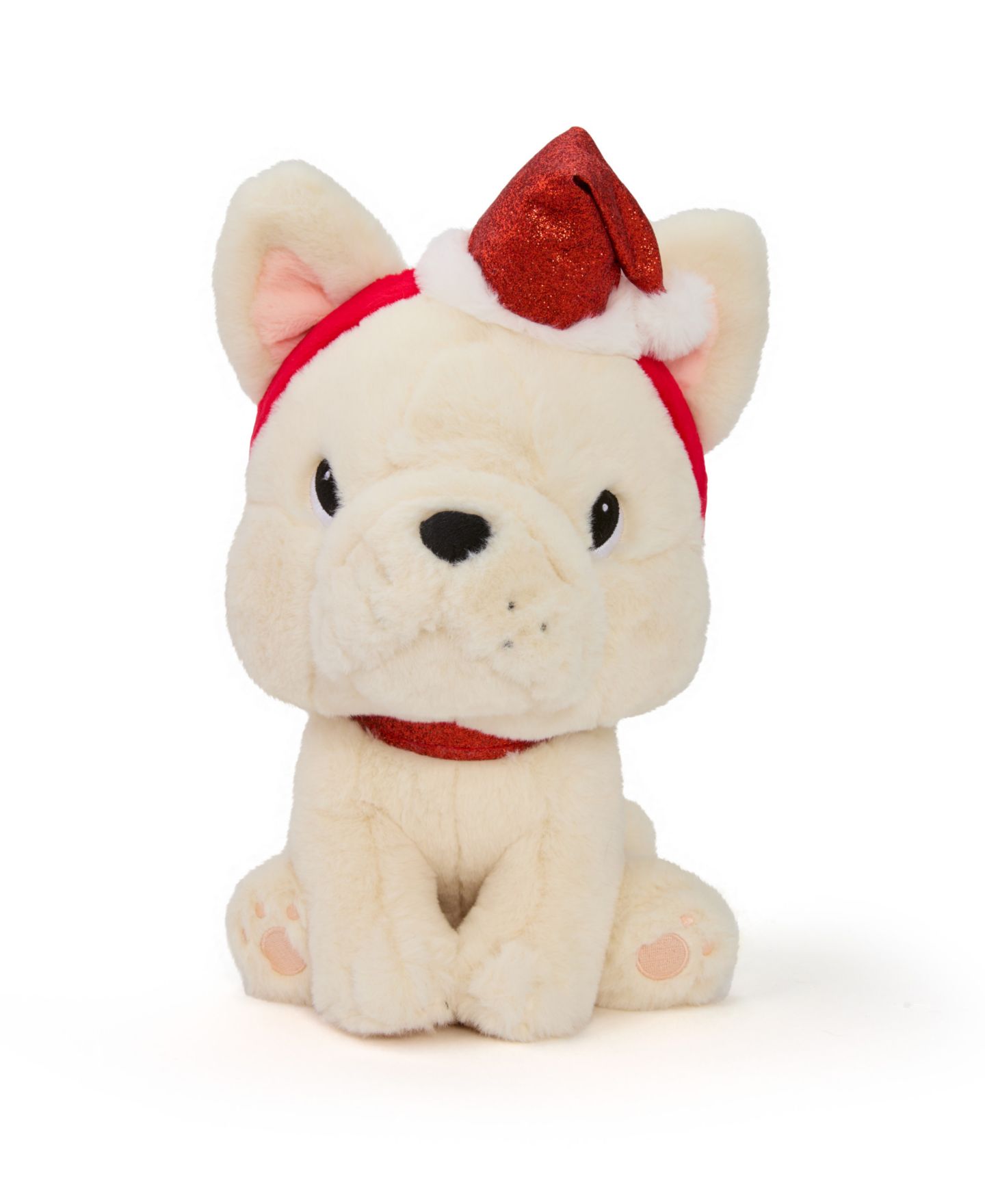 Детские мягкие игрушки Geoffrey's Toy Box 10" French Bulldog with Christmas Hat Plush Toy — фото 6
