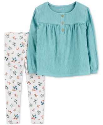 Carter's - Baby Girls Gauze Top & Floral-Print Leggings, 2 Piece Set