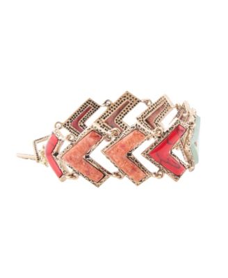 Tapestry Genuine Turquoise Multi Stone Golden Bronze Arrows Link Bracelet