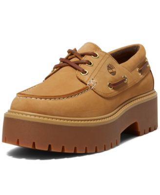 Women's Stone Street 3-Eye Premium Leather Platform Boat Shoes from Finish Line