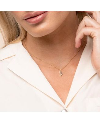 Crystal Cactus Pendant Necklace