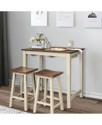 Counter Height Pub Table with 2 Saddle Bar Stools