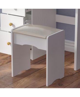 5-Drawer Vanity Set with LED Mirror, Cushioned Stool, and 3-Tier Storage Shelves – Pink MDF Dressing Table