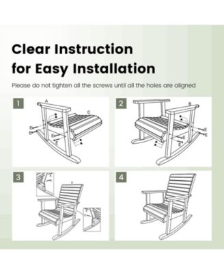Outdoor Fir Wood Rocking Chair with High Backrest