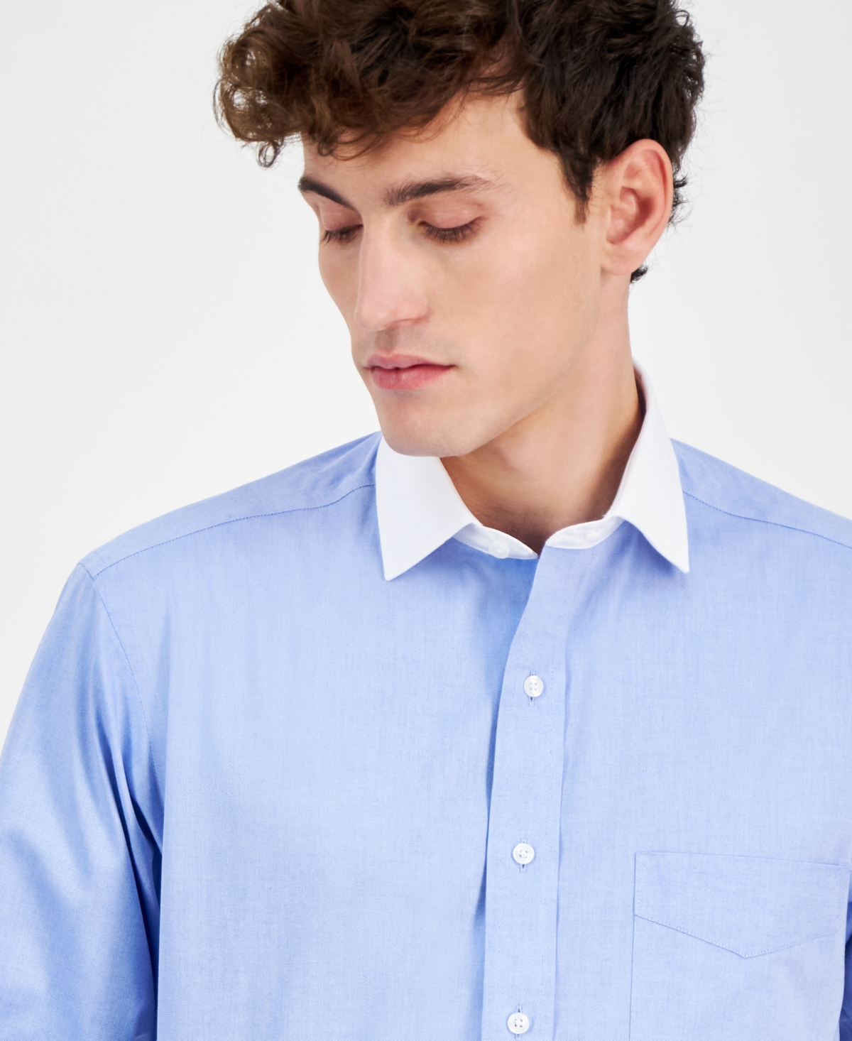 CLUB ROOM MEN'S PINPOINT SOLID DRESS SHIRT, EXCLUSIVELY AT MACY'S 
