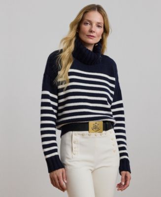 Lauren Ralph Lauren Women s Striped Wool Blend Turtleneck Sweater Macy s