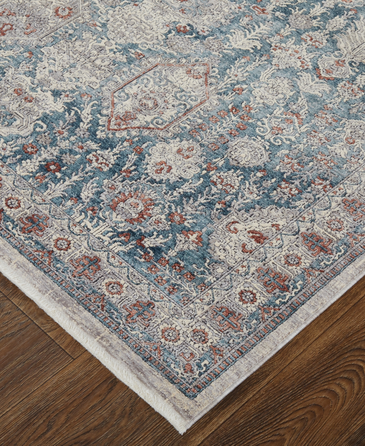 Feizy Marquette 39guf 2'8''x10' Runner Area Rug In Blue,ivory