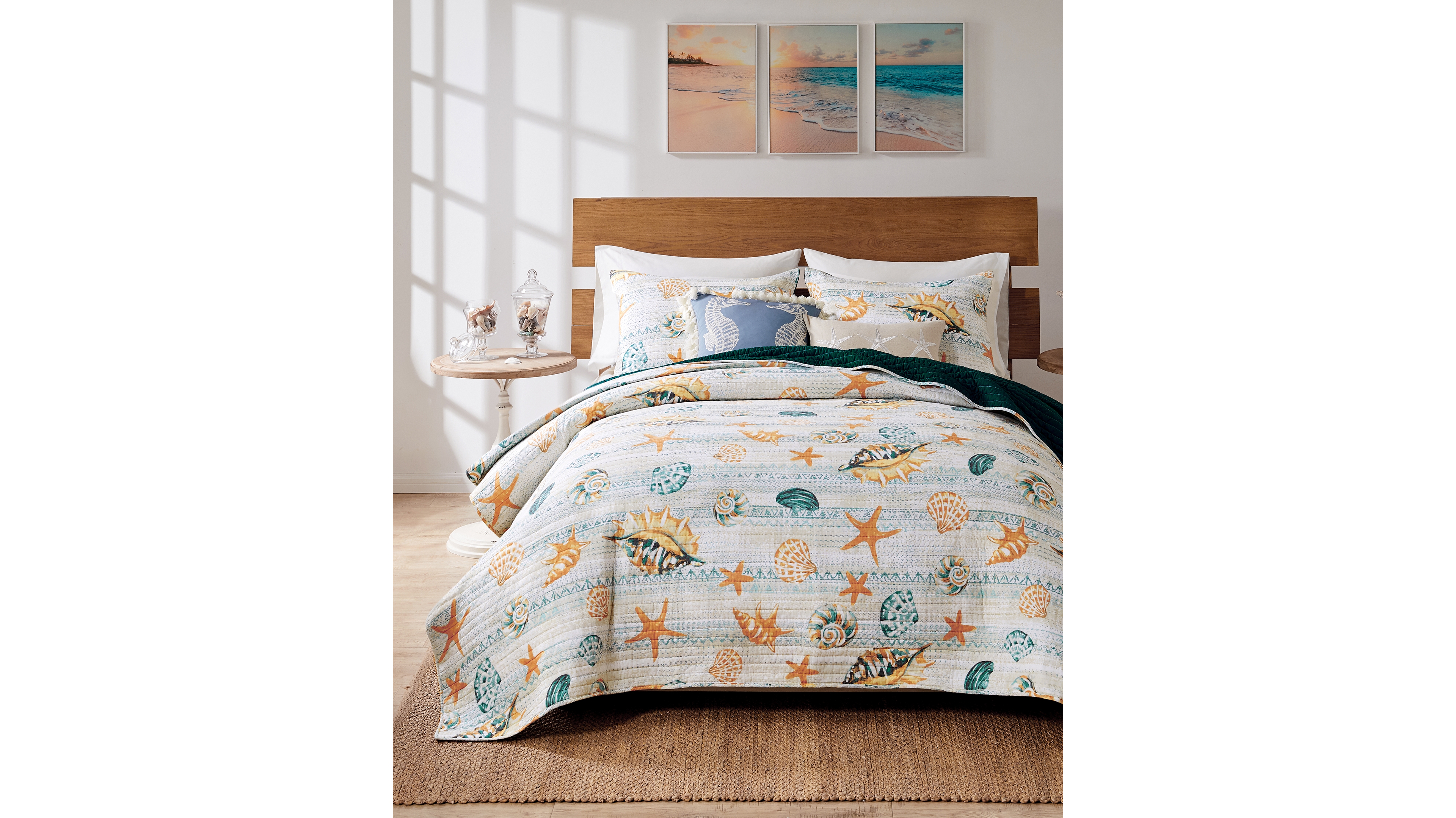 Greenland Home Fashions Kona Coastal Paradise Reversible 3-Pc. Quilt Set, Full/Queen