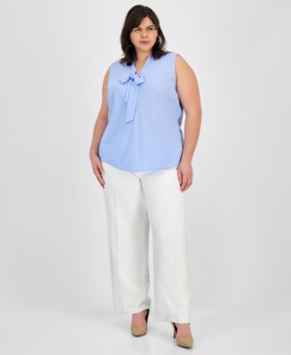 Блузка без рукавов с завязывающимся вырезом Kasper Plus Size