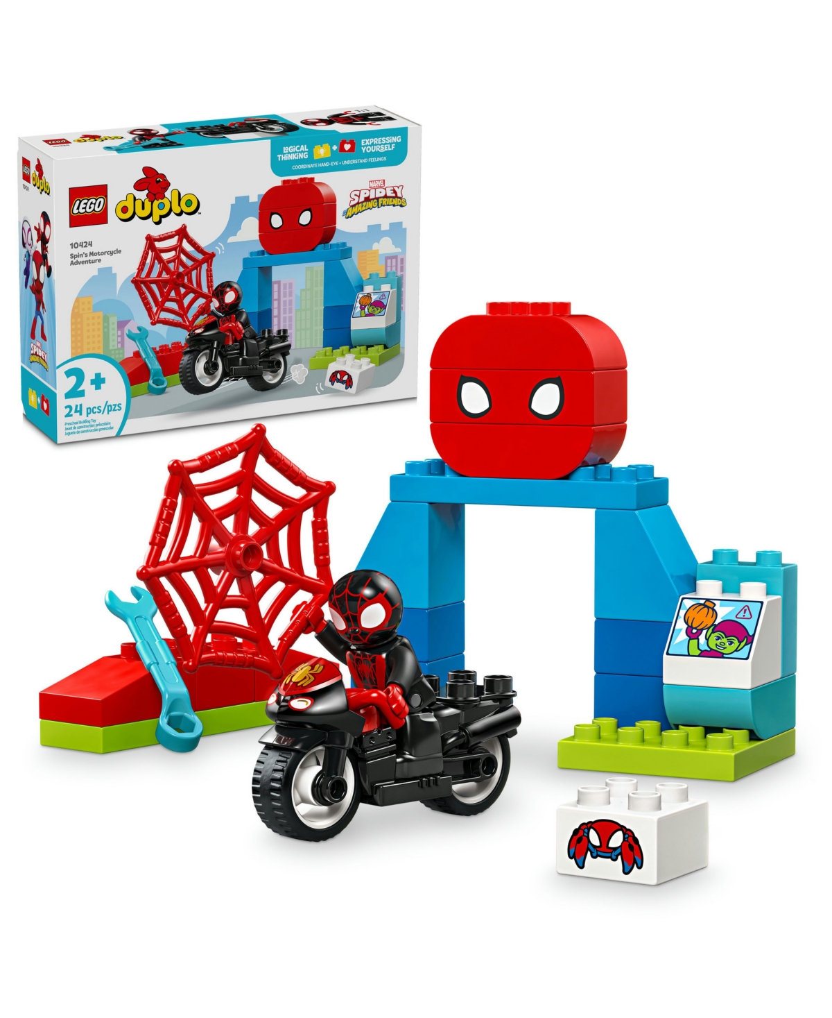Lego Duplo Marvel Spin's Motorcycle Adventure Set 10424 In Multi Color