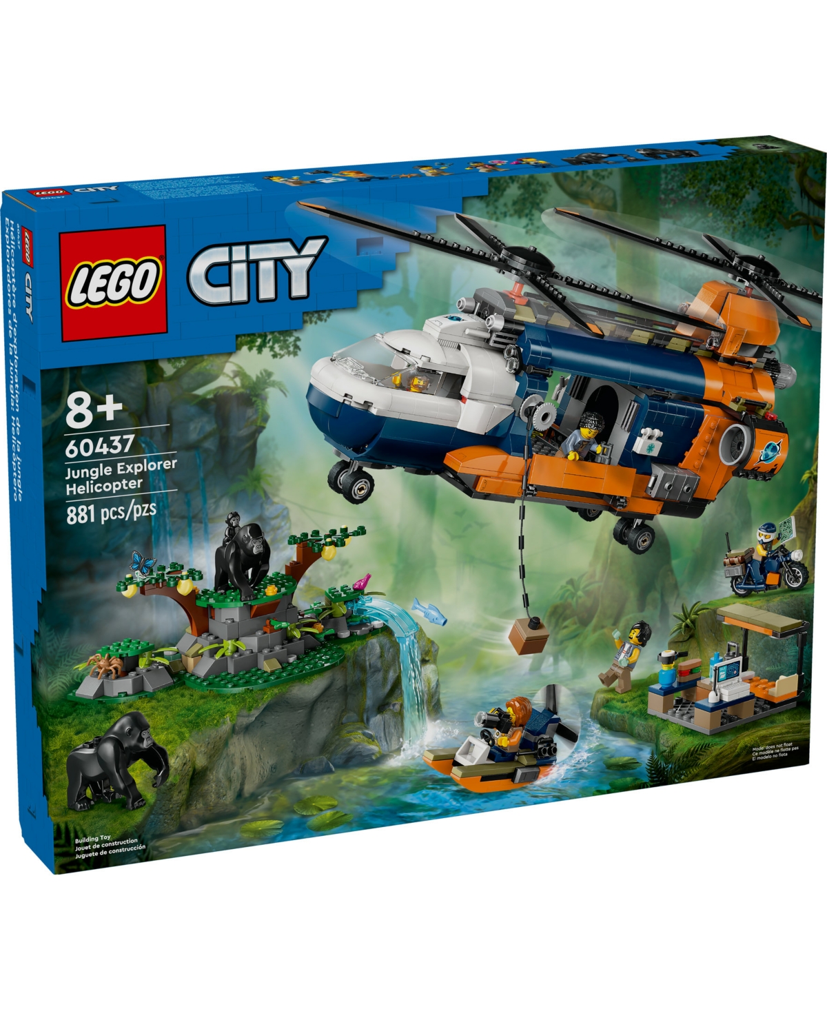 LEGO CITY JUNGLE EXPLORER HELICOPTER AT BASE CAMP SET 60437 