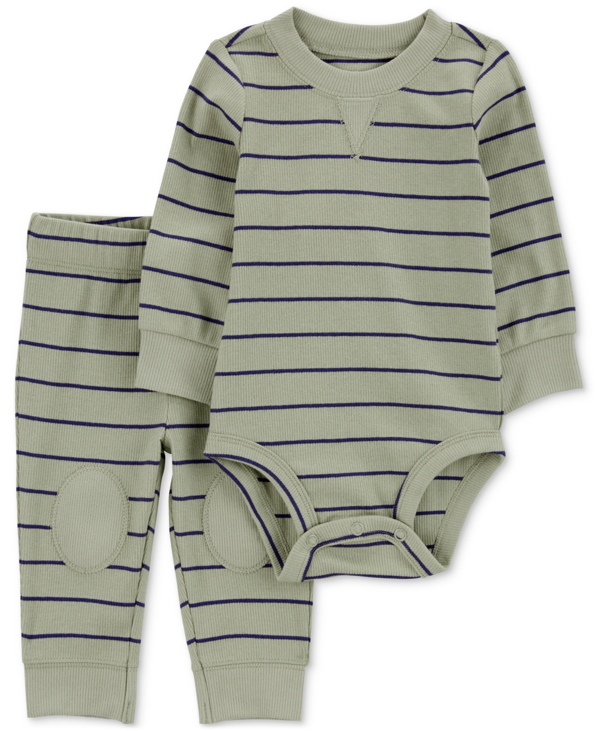 Carter's Baby Boys Striped Bodysuit & Pants, 2 Piece Set In Green,stripes