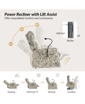 1 piece Polyester Ruprecht Farmhouse Lift Assist Power Recliner chair