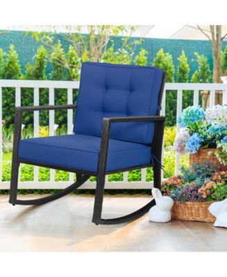 Patio Rattan Rocker Outdoor Glider Rocking Chair Cushion Lawn