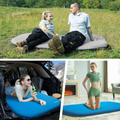 2 Person Self Inflating Double Air Camping Sleeping Pad, Blue/Charcoal